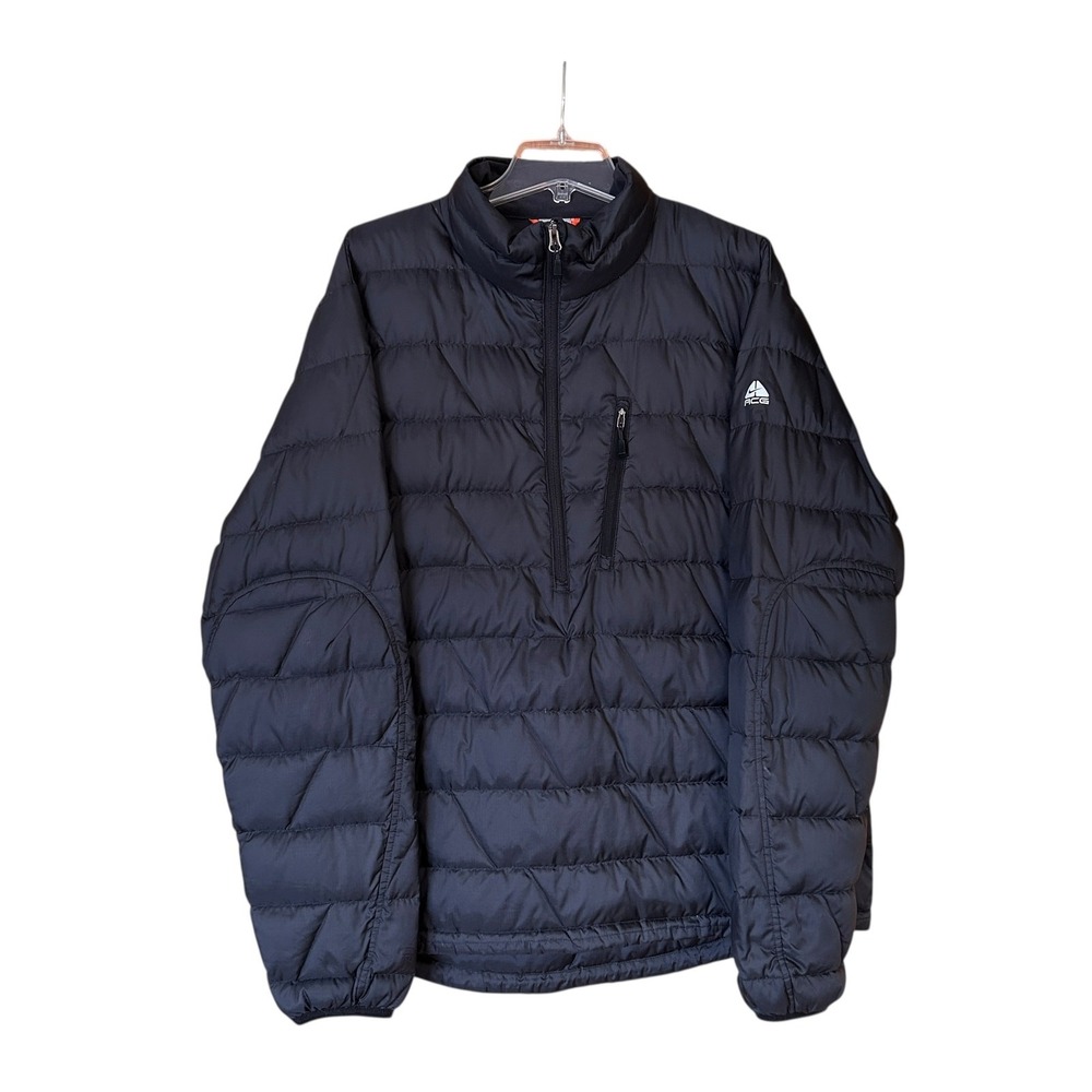 Nike ACG Men's Quilted Half-Zip Jacket Black Goose Down Outdoor Gorpcore Size XL